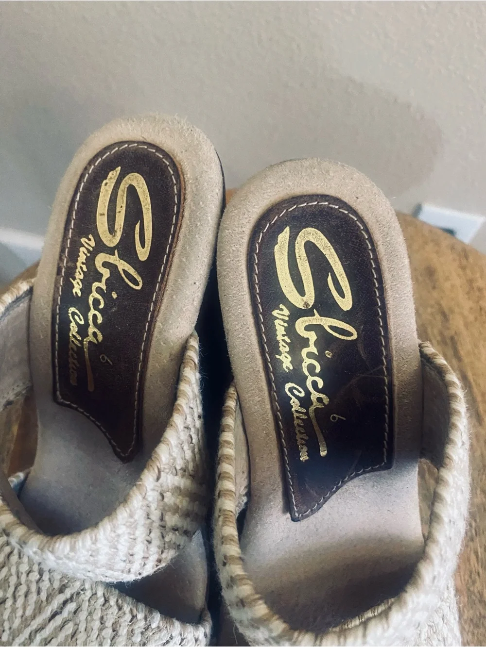 Sbicca Cream Woven Wedge Sandals